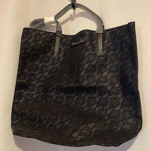 Victoria Secret Black Lace Tote Bag approximately 15x15 inches